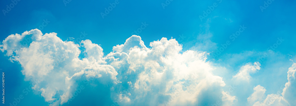Bright sky and clouds. heavenly. warm look. Panorama view. cloudscape - obrazy, fototapety, plakaty 