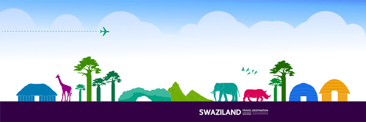 Fototapete - Swaziland travel destination grand vector illustration. 
