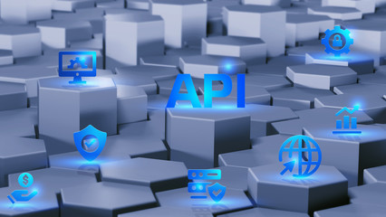 API - Application Programming Interface. Software development tool. Business, modern technology, internet and networking concept