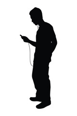 Wall Mural - Boy listen to music silhouette vector