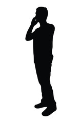 Wall Mural - Boy listen to music silhouette vector