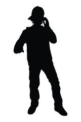 Disc jockey boy silhouette vector