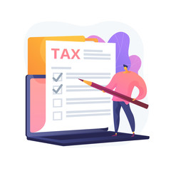 Sticker - Marking checkbox on document. Tax management. Billing obligation. Giving permission. Approve decision, check box, signature stroke. Warranty list. Vector isolated concept metaphor illustration.