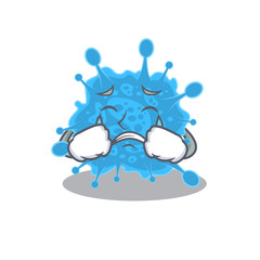 Sticker - Cartoon character design of andecovirus with a crying face