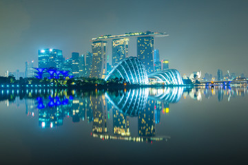 Singapore city skyline at night