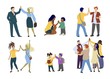 © Siberian Art - Happy people giving high five hand gesture, vector flat isolated illustration