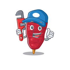 Sticker - Doner kebab Smart Plumber cartoon character design with tool