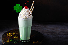 Shamrock Shake With Whipped Cream For Saint Patricks Day