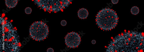 Fotomural science, epidemic and biotechnology concept - coronavirus cell virtual model on