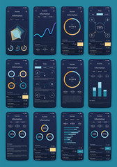 Modern infographic vector elements for business brochures. Use in website, corporate brochure, advertising and marketing. Pie charts, line graphs, bar graphs and timelines.