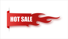 Flat Linear Promotion Fire Banner, Price Tag, Hot Sale, Offer, Price. Vector Illustration