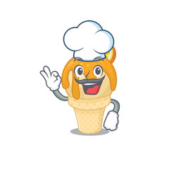 Sticker - Orange ice cream chef cartoon design style wearing white hat