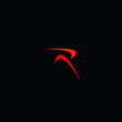 initial R letter logo swoosh design