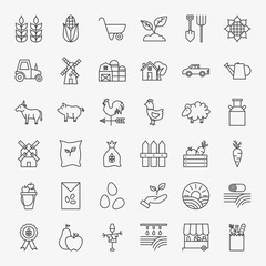 Sticker - Farming Line Icons Set