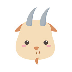 Sticker - cute little goat face animal cartoon isolated design