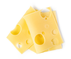 Wall Mural - cheese slice on a white background
