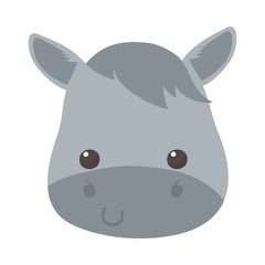 Sticker - cute little horse face animal cartoon isolated design