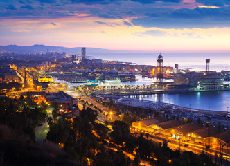 Wall Mural - View to  Barcelona and Mediterranean in dawn