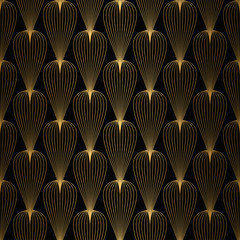  Art Deco Pattern. Seamless white and gold background