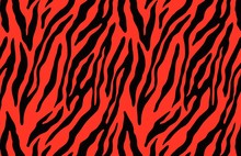 Tiger Skin Pattern On Red Background .