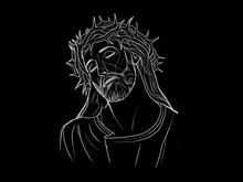 Very Beautiful Portrait Of Jesus On A Black Background - 3d Rendering