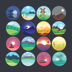 Sticker -  Landscape Illustration Icon 