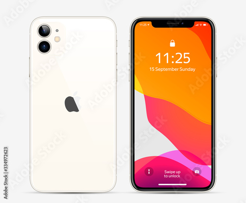 New Iphone 11 White Color By Apple Inc Mock Up Screen Phone And Back Side Vector Illustration Eps10 Stock Vector Adobe Stock New Iphone 11 White Color By Apple Inc Mock Up Screen Phone And Back Side Vector Illustration Eps10 Stock Vector Adobe Stock