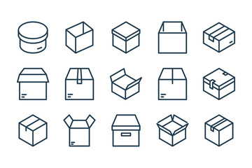 Wall Mural - Package box and Delivery service related line vector icons. Parcel and Cargo distribution outline icon set.