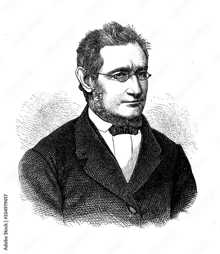 Portrait of Julius Robert Mayer ( 1814 - 1878) German physician, chemist and physicist, one of the founders of thermodynamics - obrazy, fototapety, plakaty 