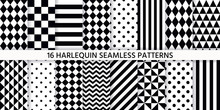 Harlequin Seamless Pattern. Vector Illustration. Black White Background With Rhombuses.