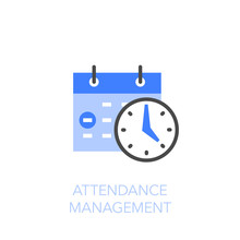 Attendance Management Symbol With A Calendar And A Clock. Easy To Use For Your Website Or Presentation.