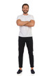 © studioloco - Happy Handsome Man Is Standing With Arms Crossed. Front View.