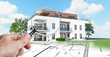 Plan d'un petit immeuble résidence moderne avec balcon et jardin en co-propriété avec concept audit