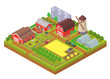Agricultural isometric composition with farm