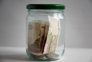 glass jar with money