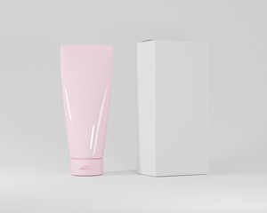 Package cream tube and packaging lotion for beauty spa medical skincare and cosmetic lotion bottle cream packaging product design mockup isolated on background with clipping path. 3d render