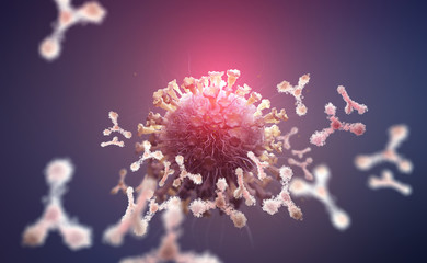 Virus protection. Antibodies and viral infection. Immune defense of the body. Attack on antigens 3D illustration