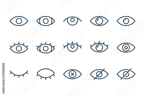 Fotografía Eyes related line icons. View and eye vector linear icon set.