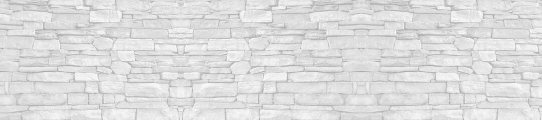 Wall Mural - panorama  white clean Slate Marble Split Face Mosaic  pattern and background brick wall floor top view surfac