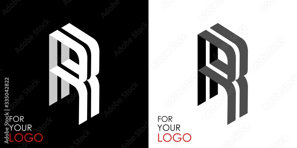 Isometric letter R. From stripes, lines. Template for creating logos ...