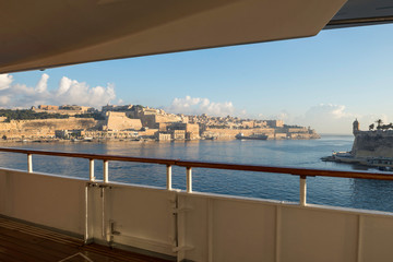 Wall Mural - malta / malta 09/30/2015.panoramic view of the dawn of malta, from the deck of a cruise ship