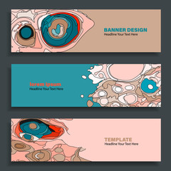 Wall Mural - Set of three vector abstract baners. Trendy modern flat material design style.Text placeholder.color combination