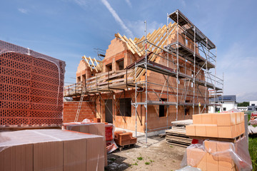 Construction site of a newly built house