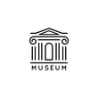 Museum logo Is in a trendy minimal linear style. Vector icon of a Bank building with columns. Simple emblem