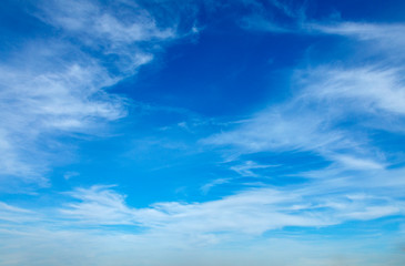 full frame of beautiful blue sky with cirrostratus clouds