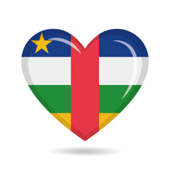 Central African Republic national flag in heart shape vector illustration