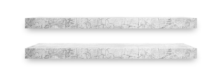 Aufkleber - 2 Cement shelves are a classic loft-style suitable for placing products, goods and have a soft shiny thin, beautiful bottom isolated on white backgrounds, With clipping paths.