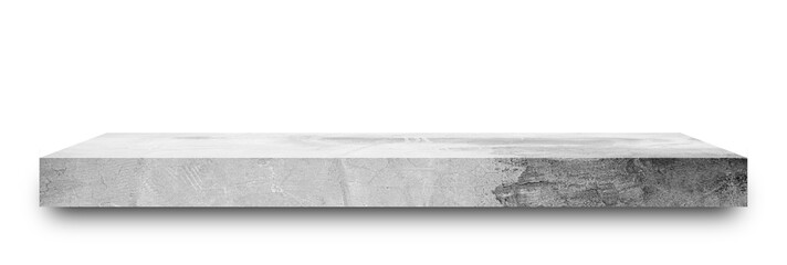 Poster - Cement shelves are a classic loft style suitable for placing products, goods and have a soft shiny thin, beautiful bottom isolated on white backgrounds, With clipping paths.