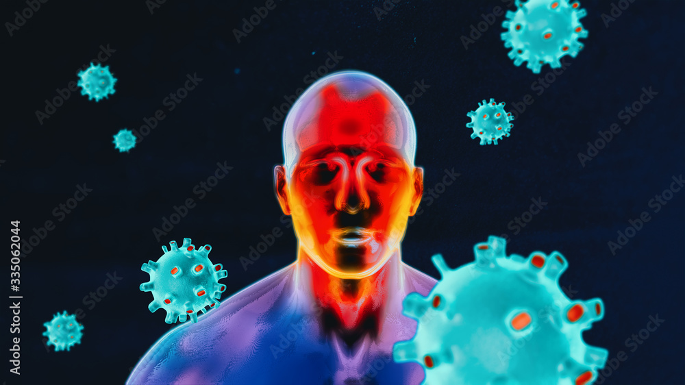 Body temperature scan for Coronavirus - obrazy, fototapety, plakaty 