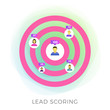 © bestforbest - Lead Scoring flat vector icon. Ideal customer profile business concept. Marketing strategy, predictive sales and targeted advertisement illustration isolated on white background.